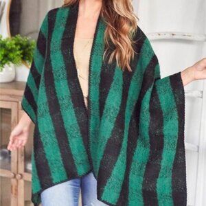 Emerald Green / Black Buffalo Checkered Shawl Wrap